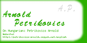 arnold petrikovics business card